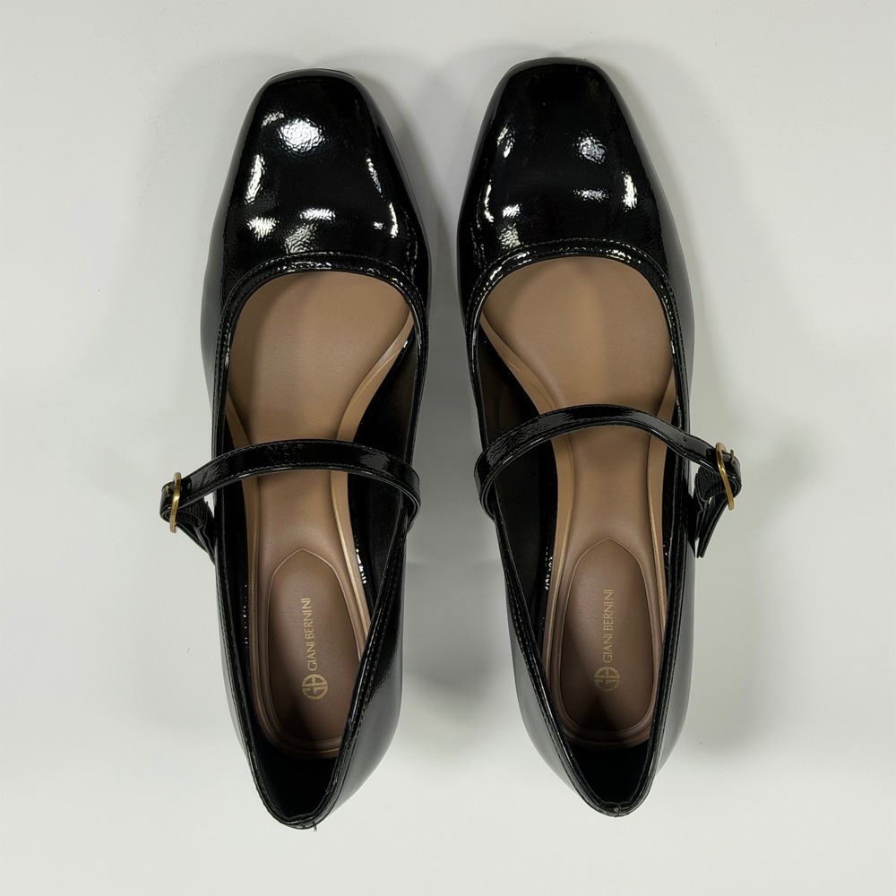 Giani Bernini Size-8.5 M Yerraap Black Patent Mary Jane Block Heel Pumps - Picture 8 of 9